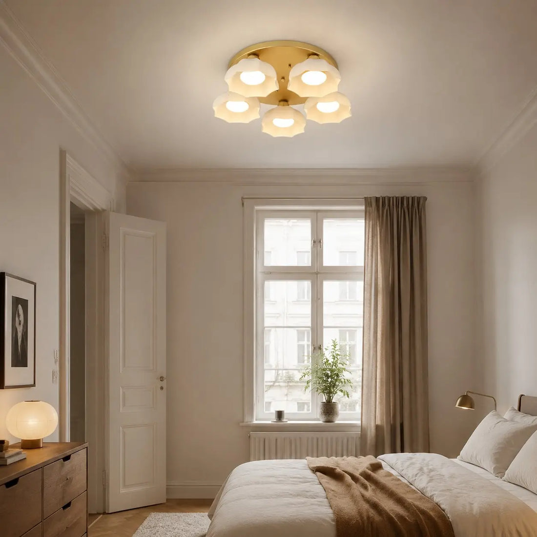 Contemporary bedroom ceiling light scene