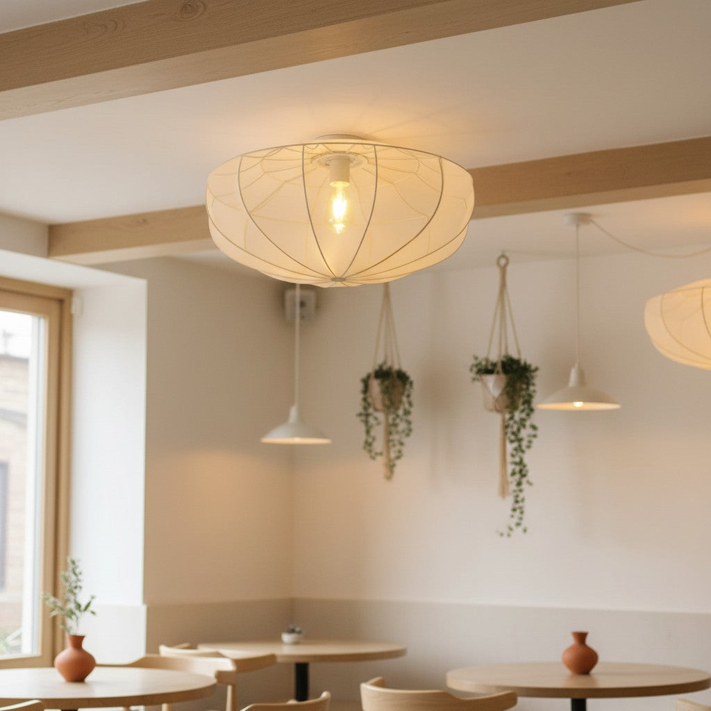 Lumifil Draped Mesh Ceiling Light – Boho Rustic Textured Shade Lamp for Living Room or Bedroom