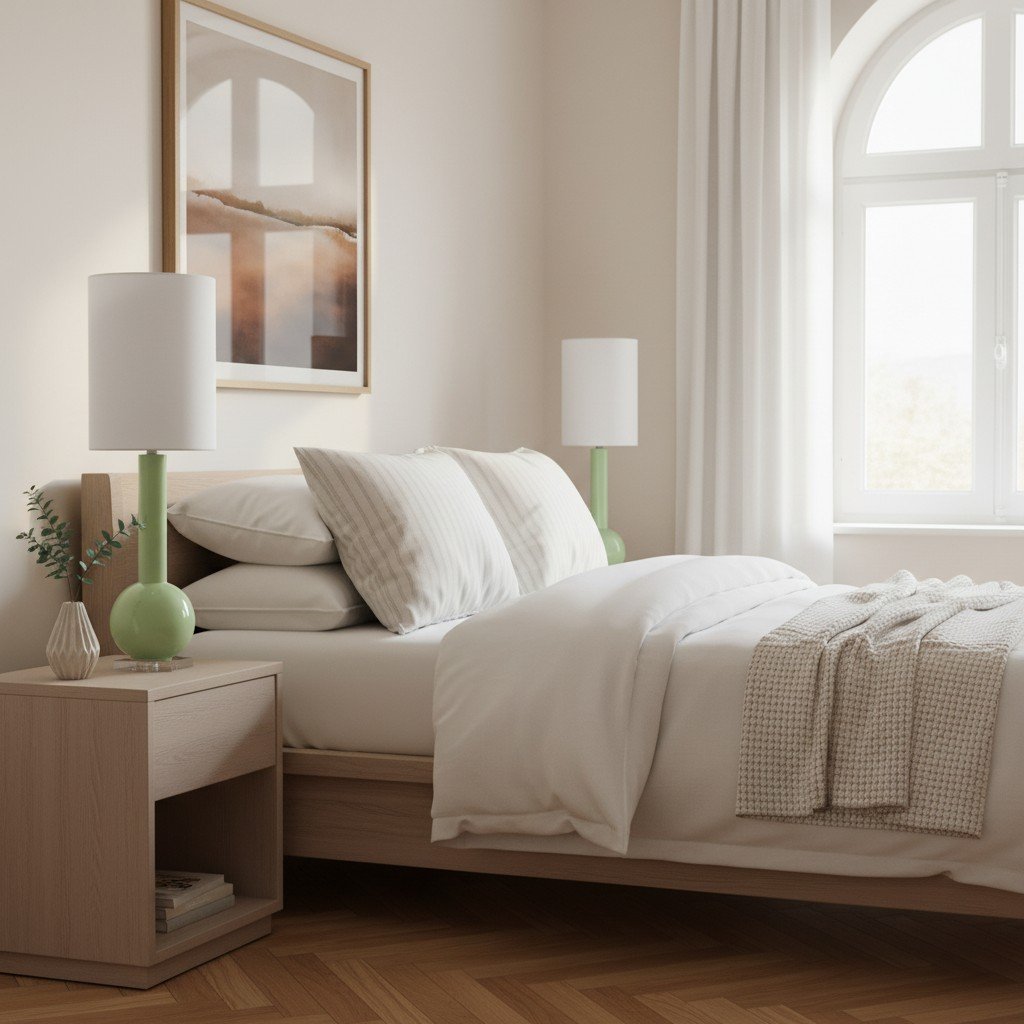 Savara Minimalist Table Lamp - Clean Glass Form with Fabric Shade for Bedrooms