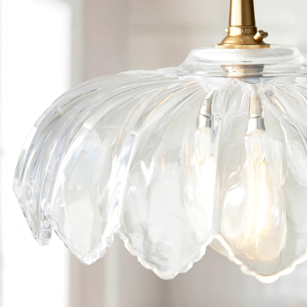 Floriaxis Floral Glass Pendant Light - Floral Glass Shade with Braided Cable for Kitchen or Dining