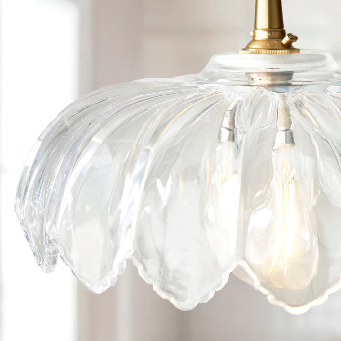 Floriaxis Floral Glass Pendant Light - Floral Glass Shade with Braided Cable for Kitchen or Dining