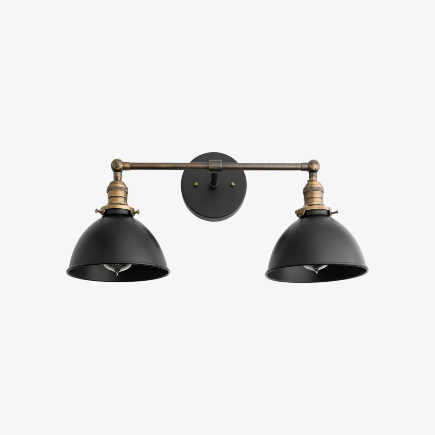Conique Metal Dual Head Wall Fixture with Classic Shades – Industrial Vanity Lamp