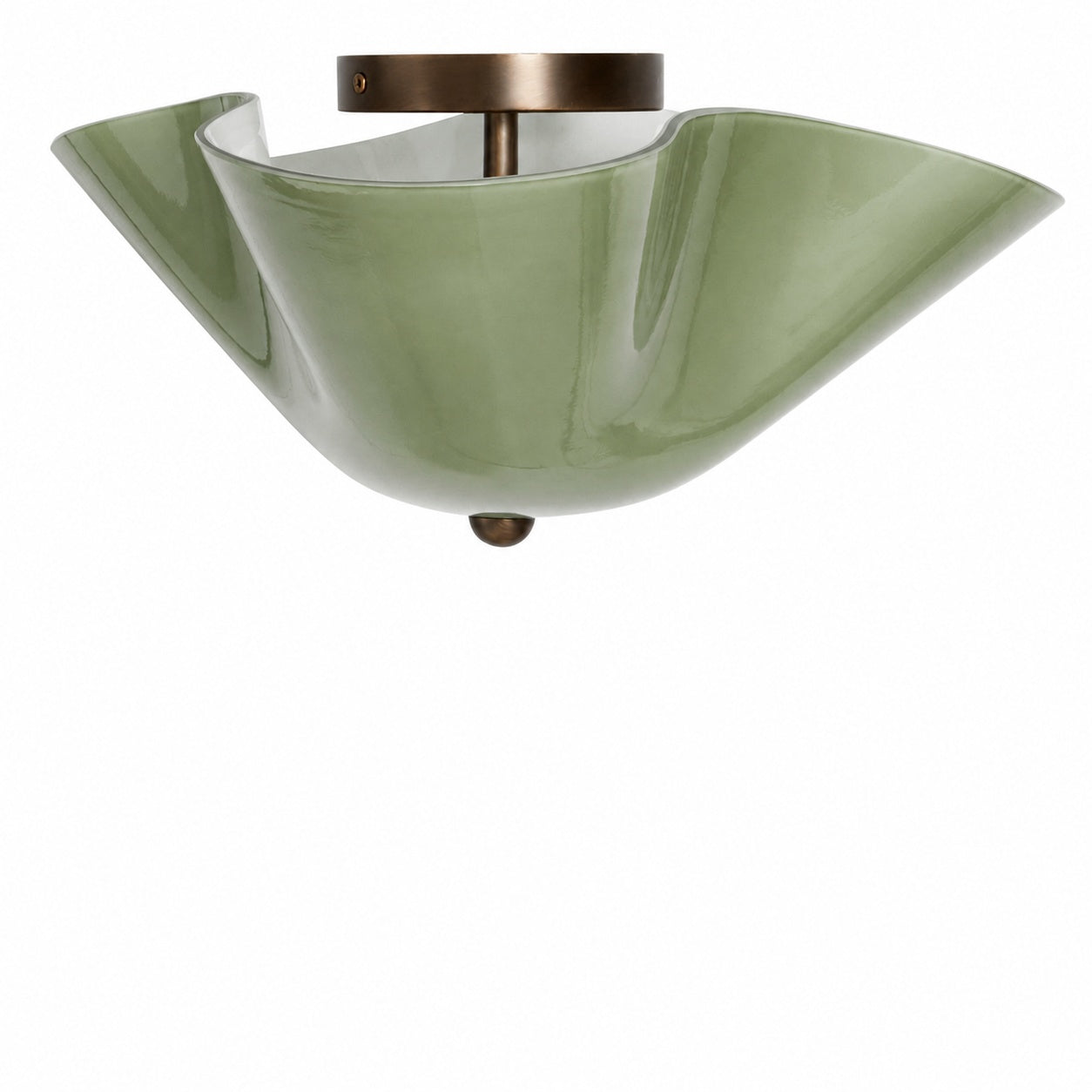 Bellina Glass Flush Mount Ceiling Light - Brass Accent Modern Fixture