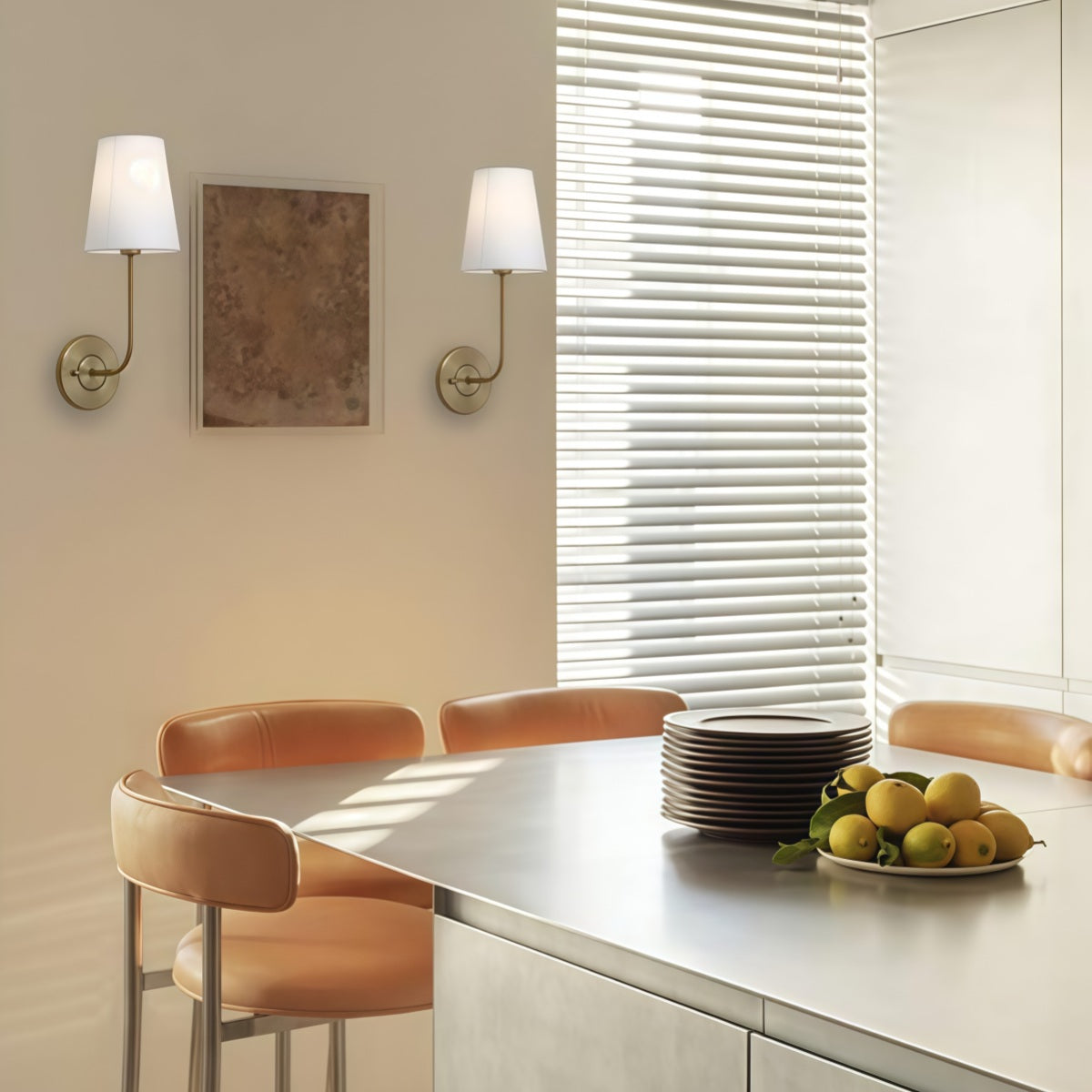 Rustic Cone Shape Fabric Wall Sconce – Antique Brass Metal Accent Light