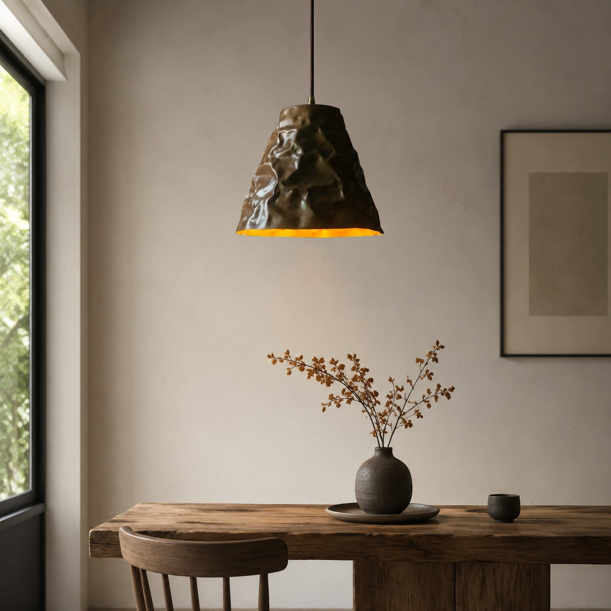 Hand-Hammered Brass Pendant Light for Dining Rooms