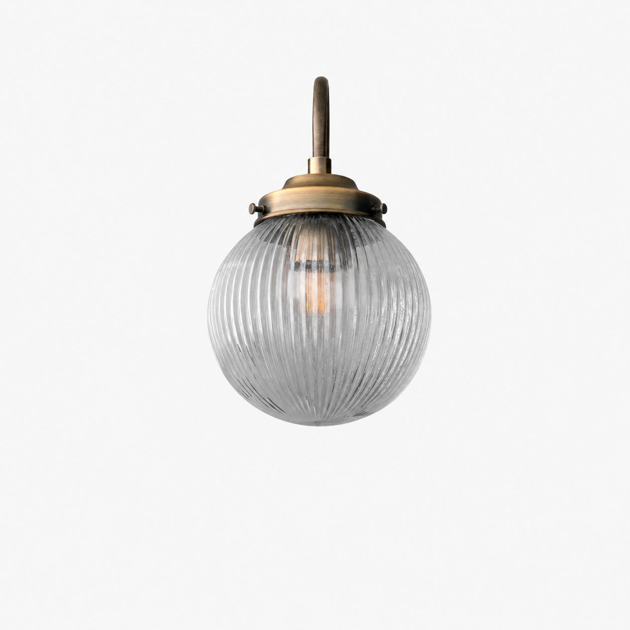 Glorica Glass Aged Brass Wall Sconce - Ribbed Glass Shade Industrial Style Lighting