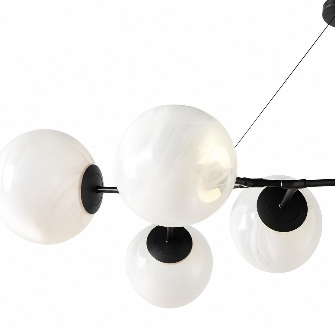 Pawrior Multi-head Organic Glass Spherical Chandelier - Modern Cloud Design Branch Light