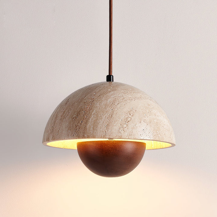 Natural Travertine Flower Bud Design Pendant Lamp