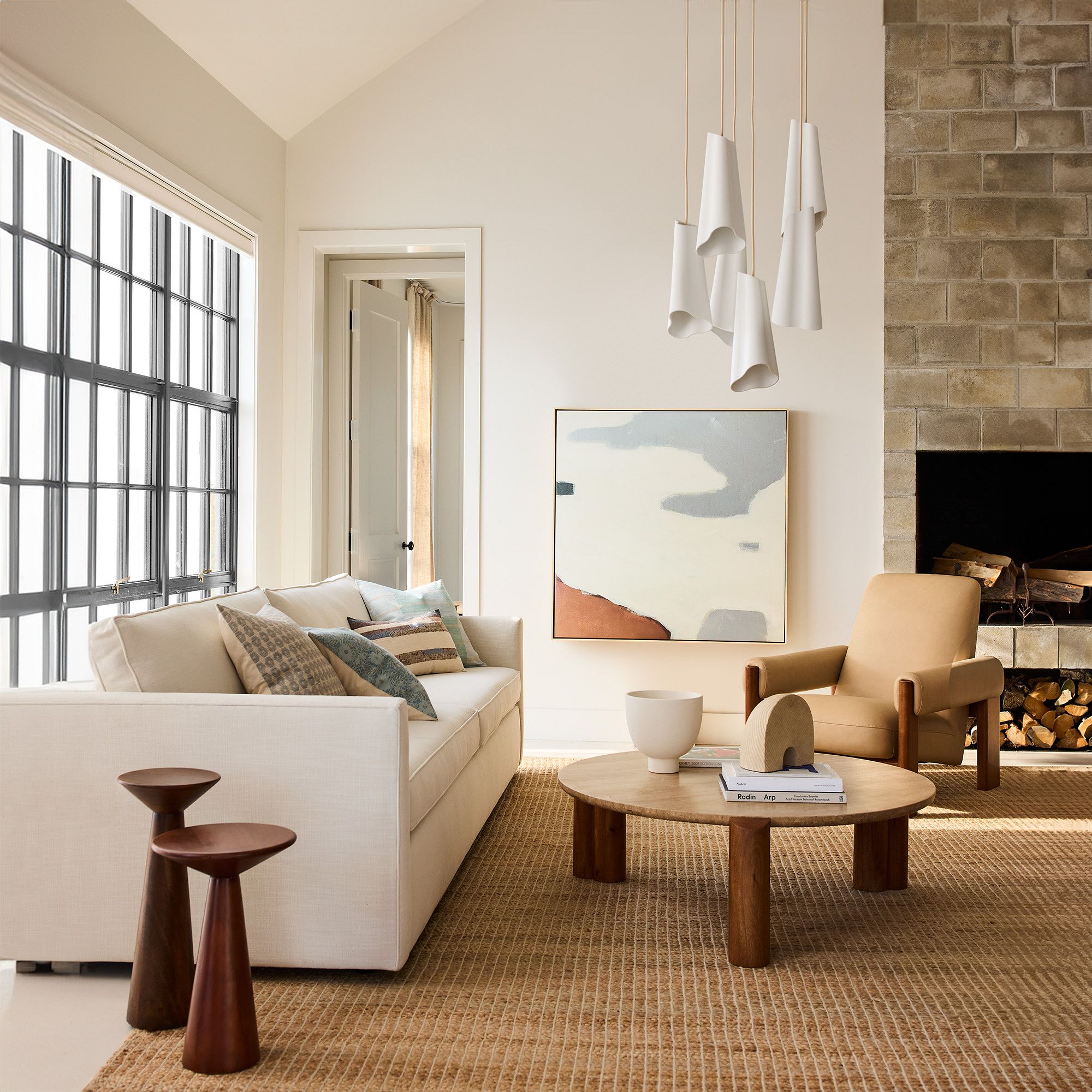 Orovia Ceramic Shade Chandelier – Iron Pendant Adjustable Height Design