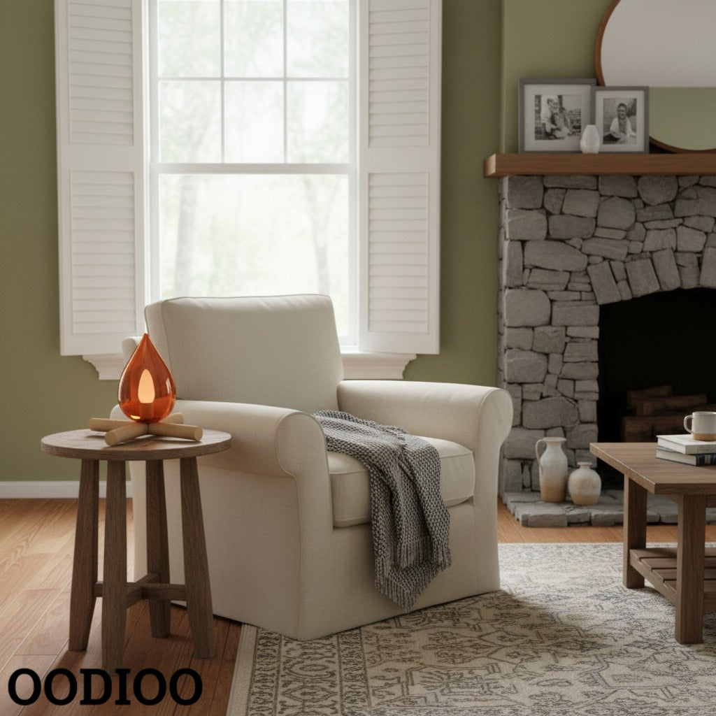 Firewood Stack Flame Table Lamp