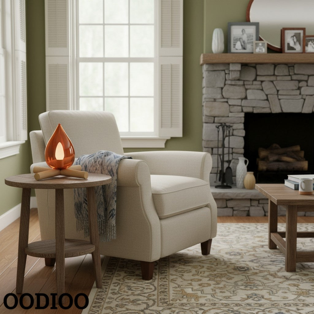 Firewood Stack Flame Table Lamp