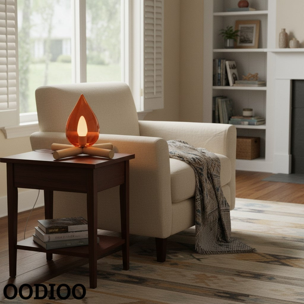 Firewood Stack Flame Table Lamp