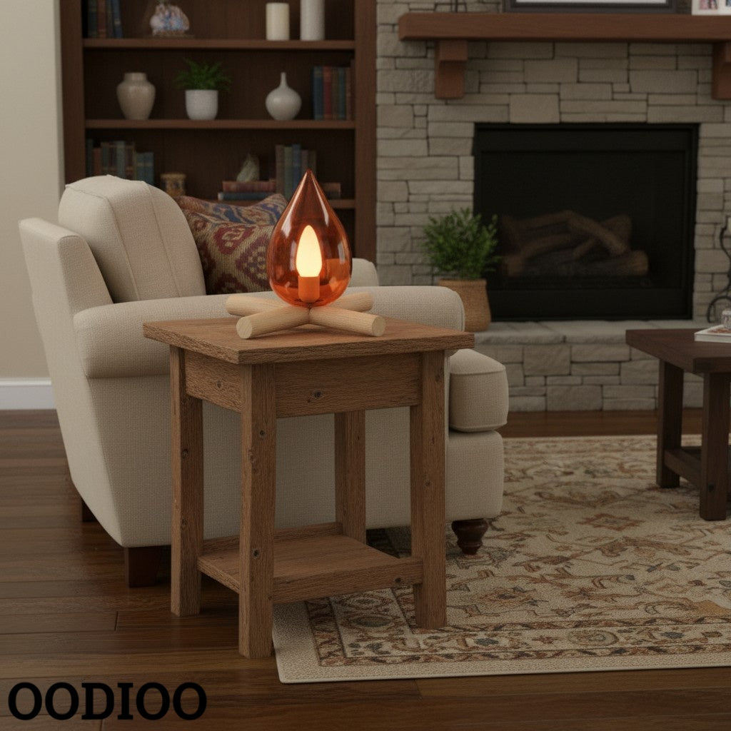 Firewood Stack Flame Table Lamp