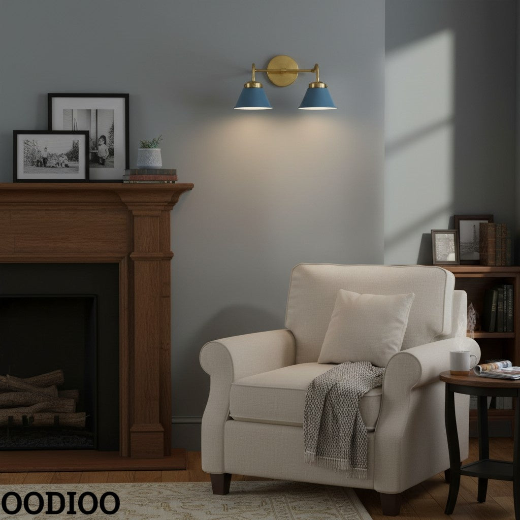 Modern Double Cone Brass Sconce - Accent Lighting For Bathroom & Hallway