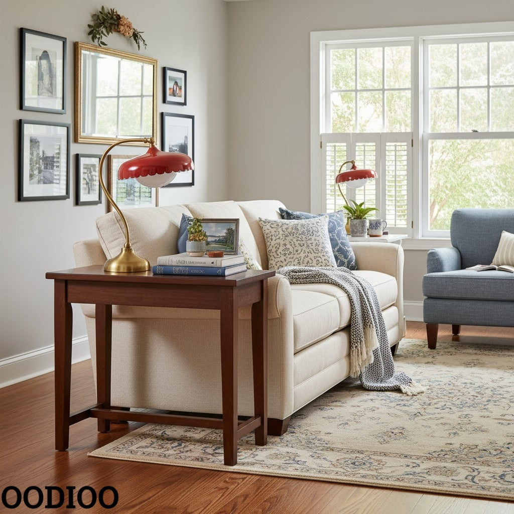 Rayla Vintage Brass Finish Table Lamp – Scalloped Glass Shade for Bedroom Accent