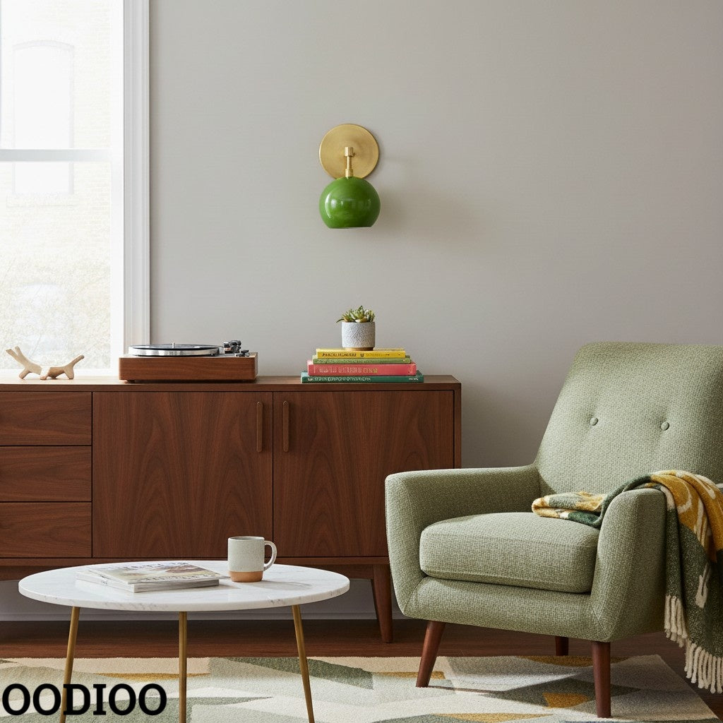 Vintage Inspired Spring Green Globe Wall Sconce