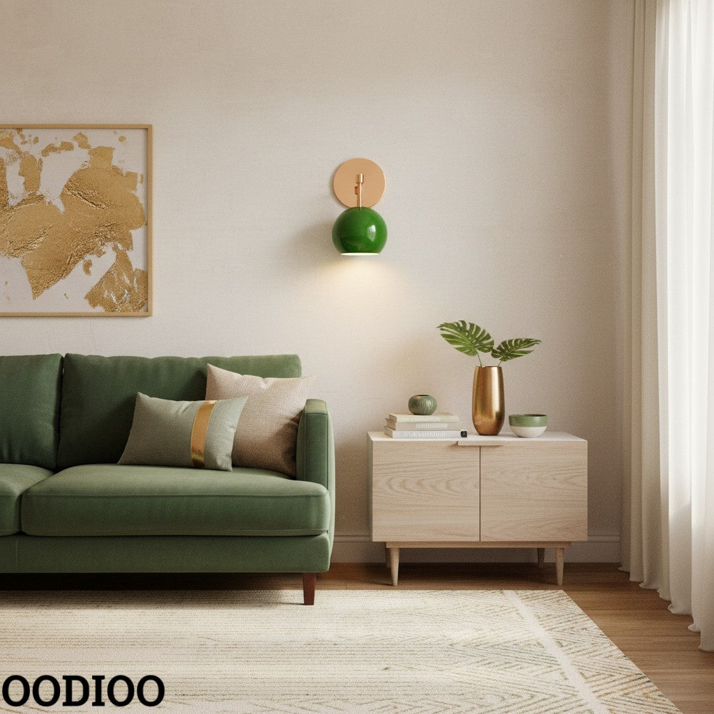 Vintage Inspired Spring Green Globe Wall Sconce