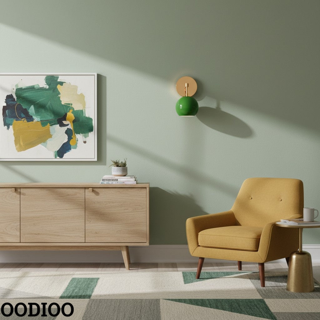 Vintage Inspired Spring Green Globe Wall Sconce