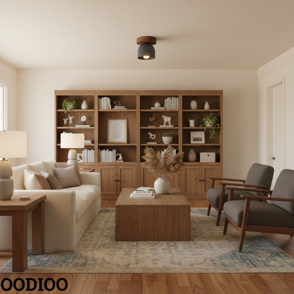 Metio Dome Modern Rustic Ceiling Light - Wooden and Metal Fusion