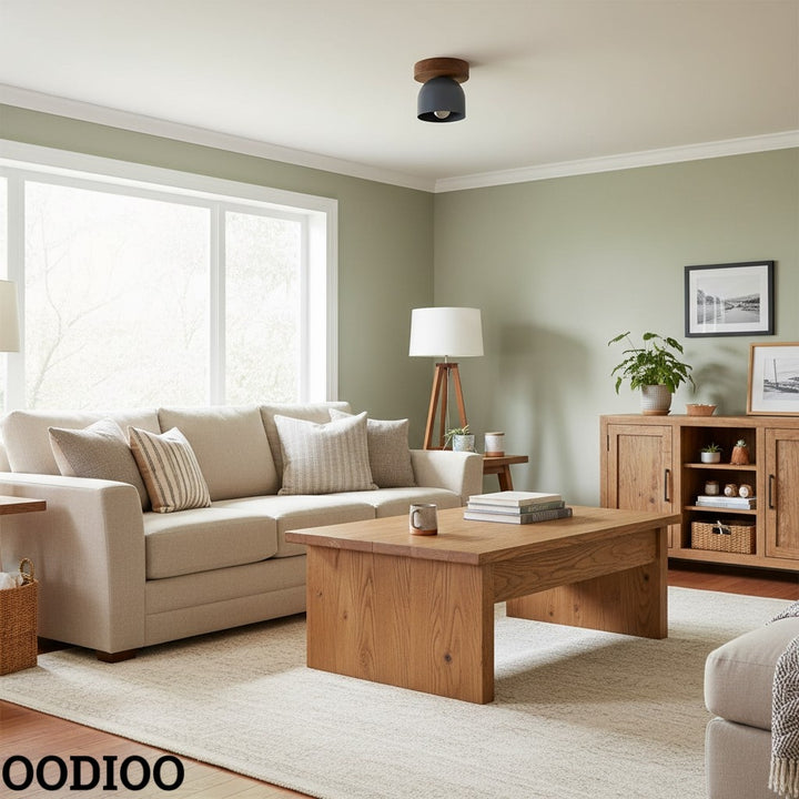 Metio Dome Modern Rustic Ceiling Light - Wooden and Metal Fusion