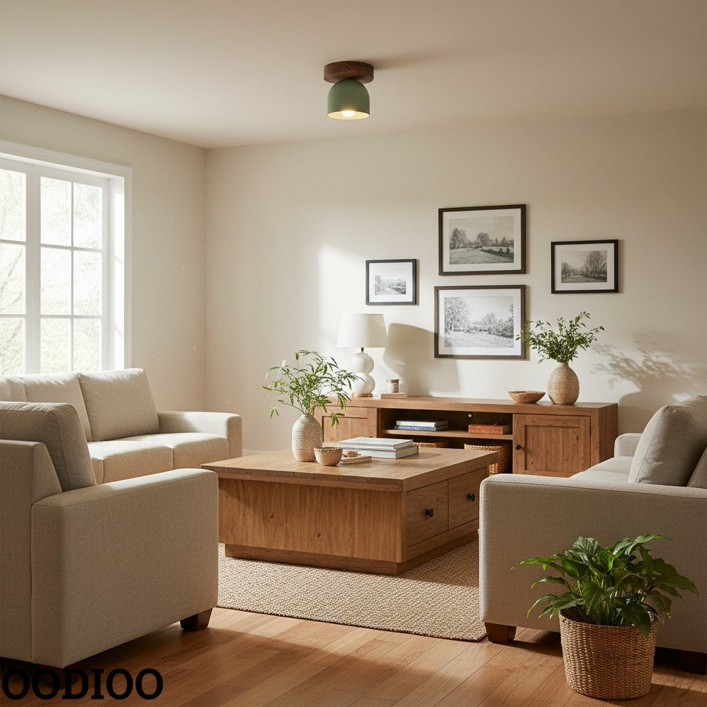 Metio Dome Modern Rustic Ceiling Light - Wooden and Metal Fusion