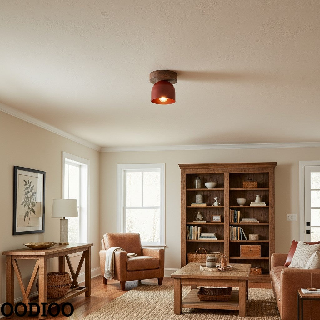 Metio Dome Modern Rustic Ceiling Light - Wooden and Metal Fusion