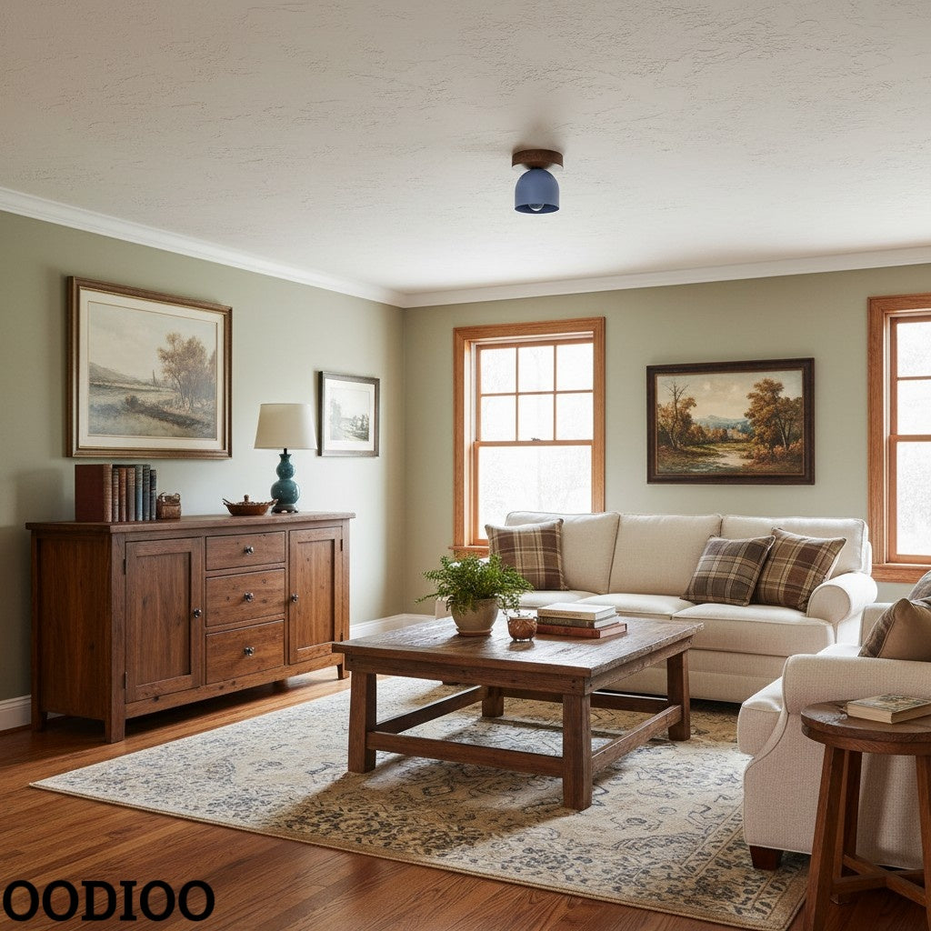 Metio Dome Modern Rustic Ceiling Light - Wooden and Metal Fusion