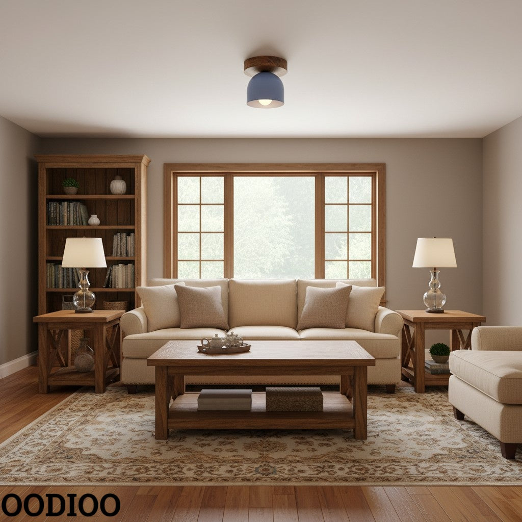 Metio Dome Modern Rustic Ceiling Light - Wooden and Metal Fusion