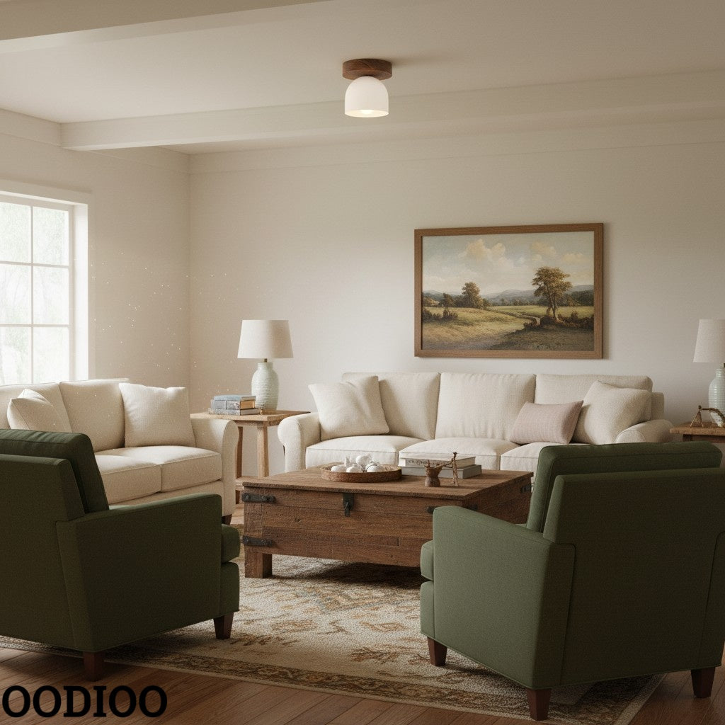 Metio Dome Modern Rustic Ceiling Light - Wooden and Metal Fusion