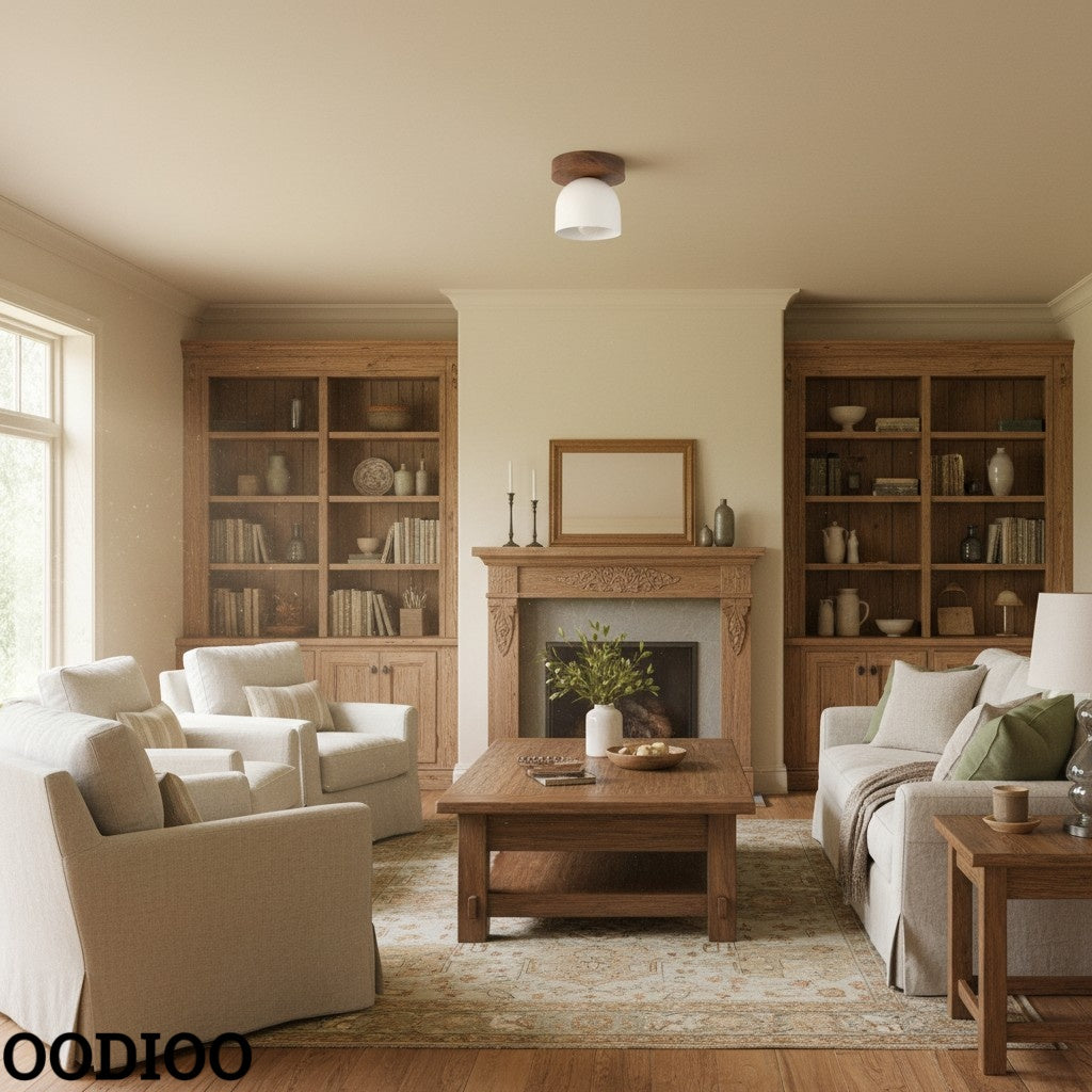 Metio Dome Modern Rustic Ceiling Light - Wooden and Metal Fusion