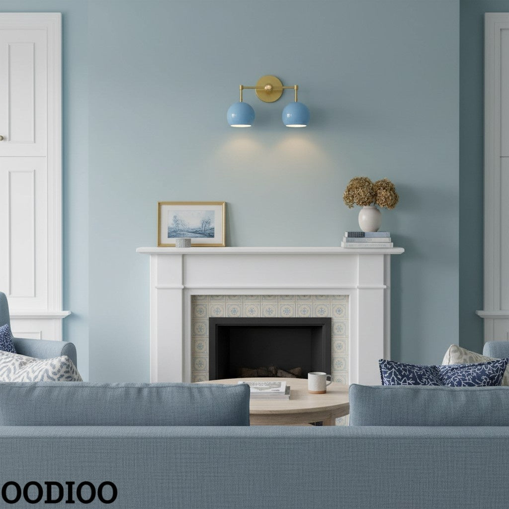 Navy Wall Light - Double Ball Bath Vanity Mirror Wall Sconce