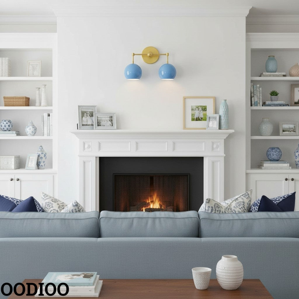 Navy Wall Light - Double Ball Bath Vanity Mirror Wall Sconce