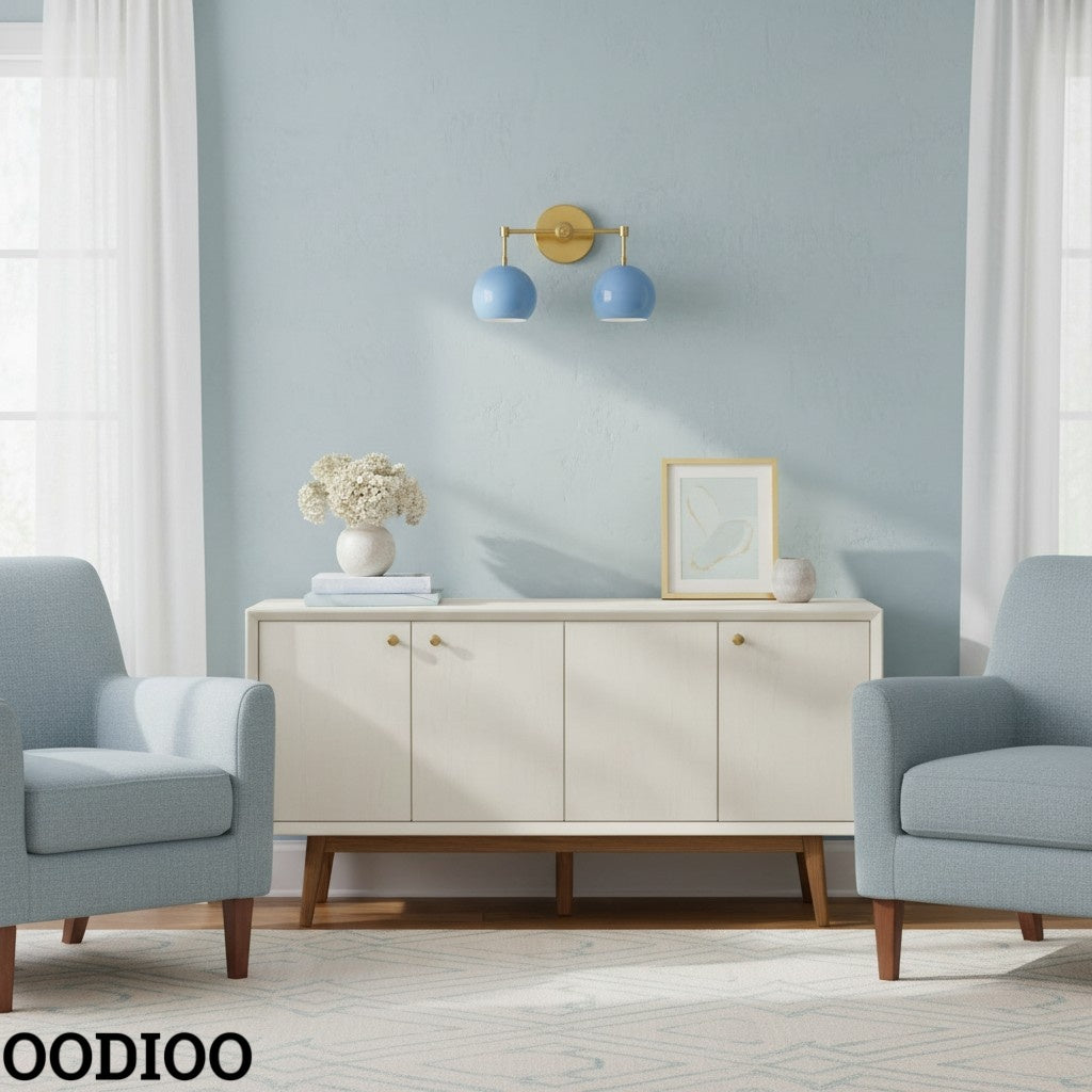 Navy Wall Light - Double Ball Bath Vanity Mirror Wall Sconce