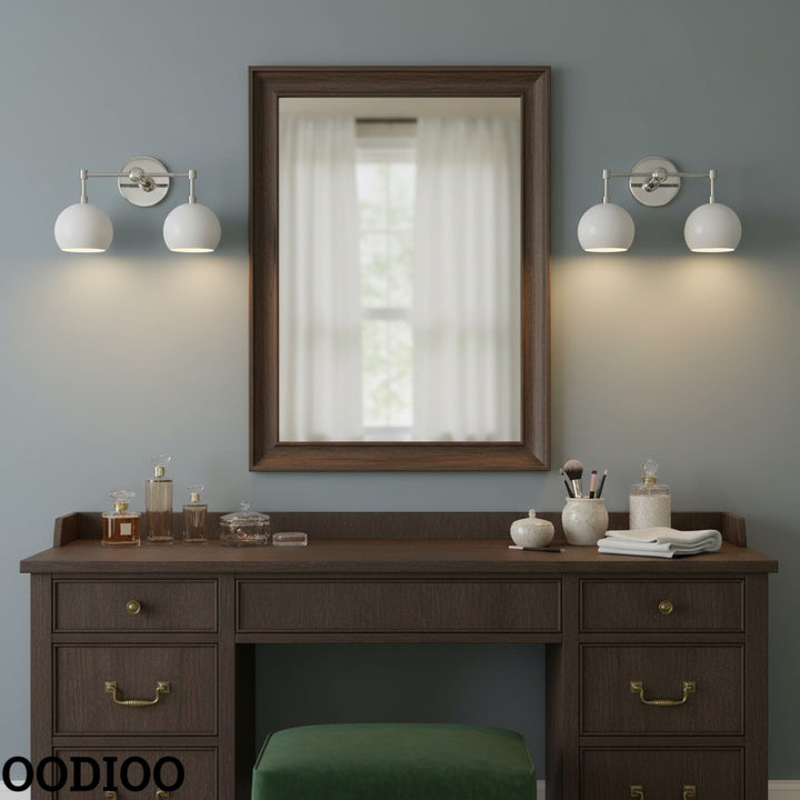 White Shades Wall Sconce - Double Head Vanity Bathroom Light