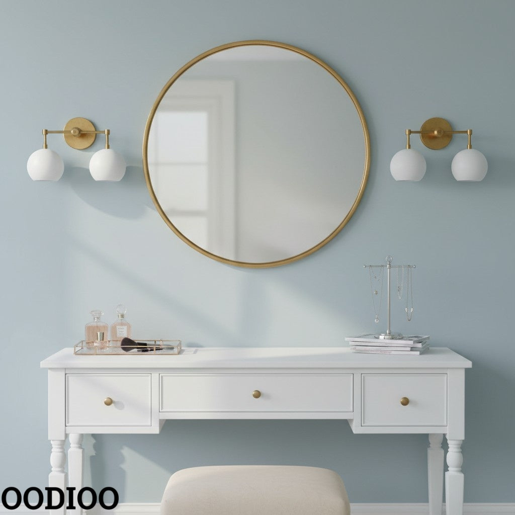 White Shades Wall Sconce - Double Head Vanity Bathroom Light