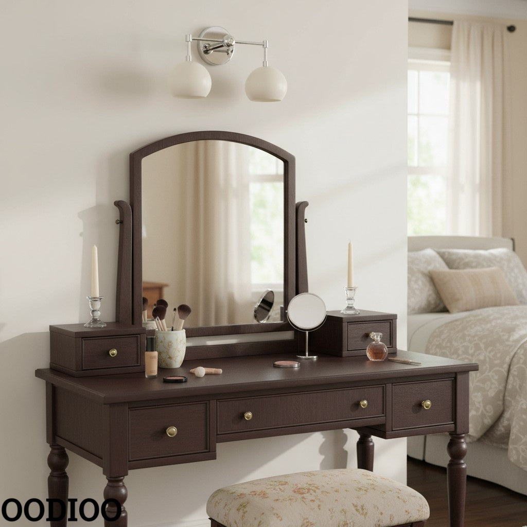 White Shades Wall Sconce - Double Head Vanity Bathroom Light