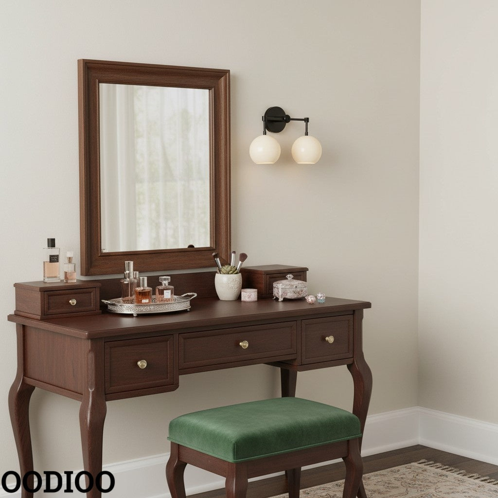 White Shades Wall Sconce - Double Head Vanity Bathroom Light