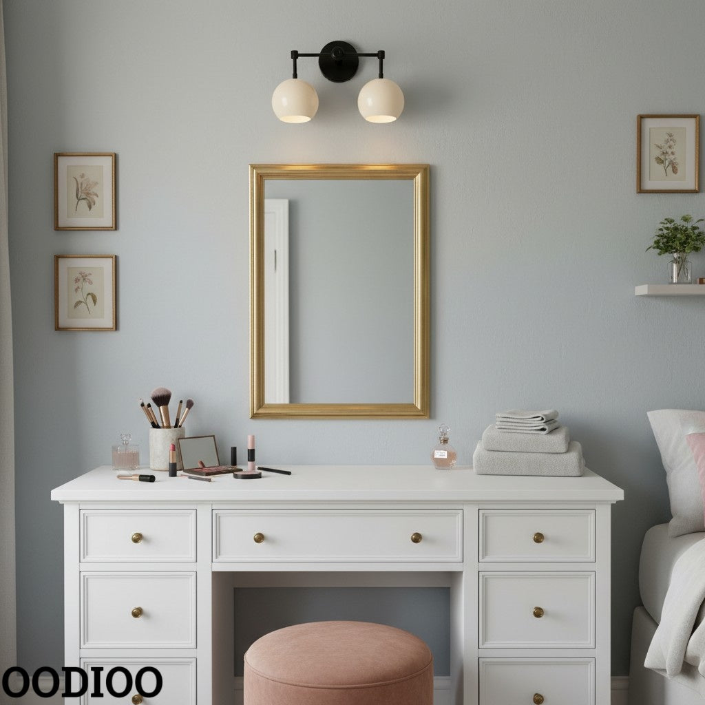 White Shades Wall Sconce - Double Head Vanity Bathroom Light