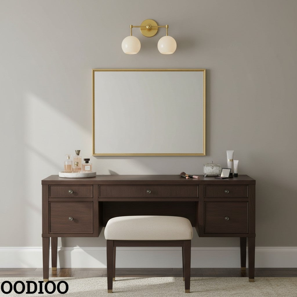 White Shades Wall Sconce - Double Head Vanity Bathroom Light