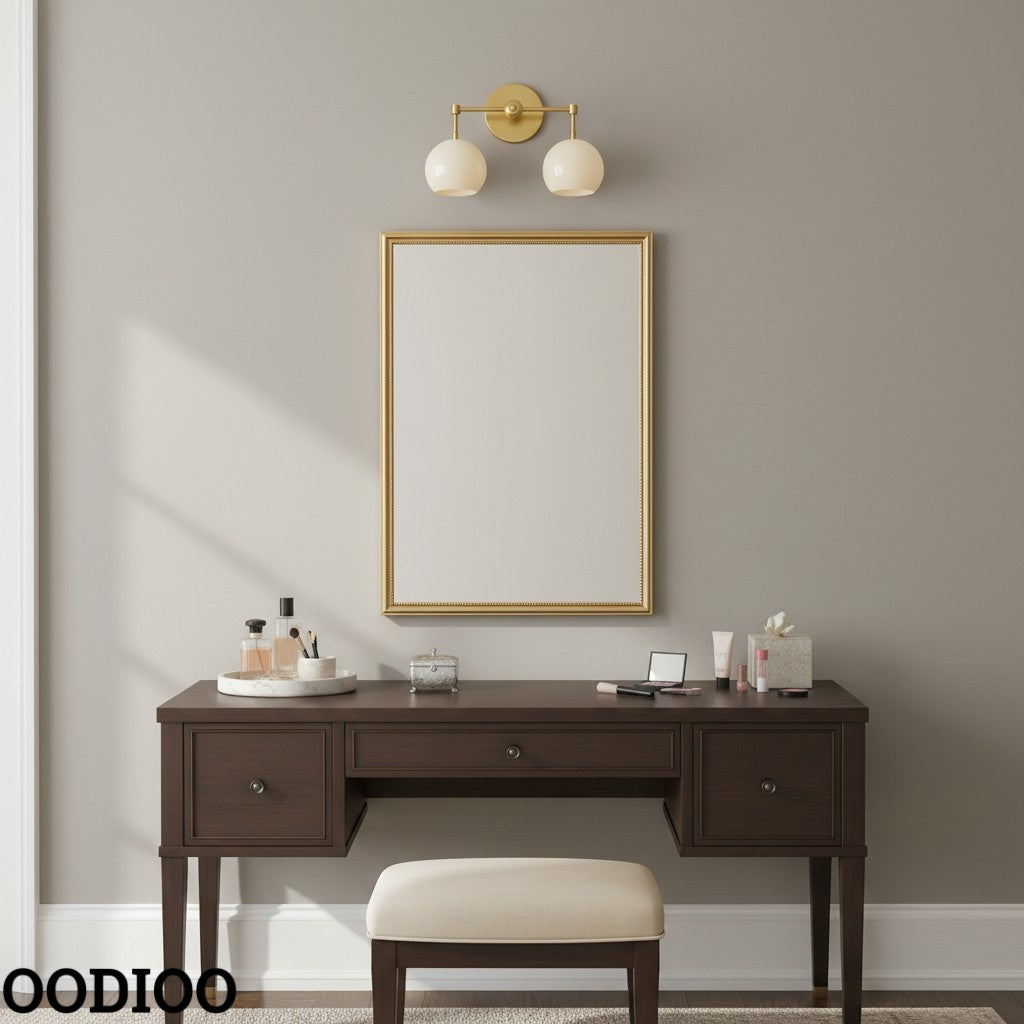 White Shades Wall Sconce - Double Head Vanity Bathroom Light