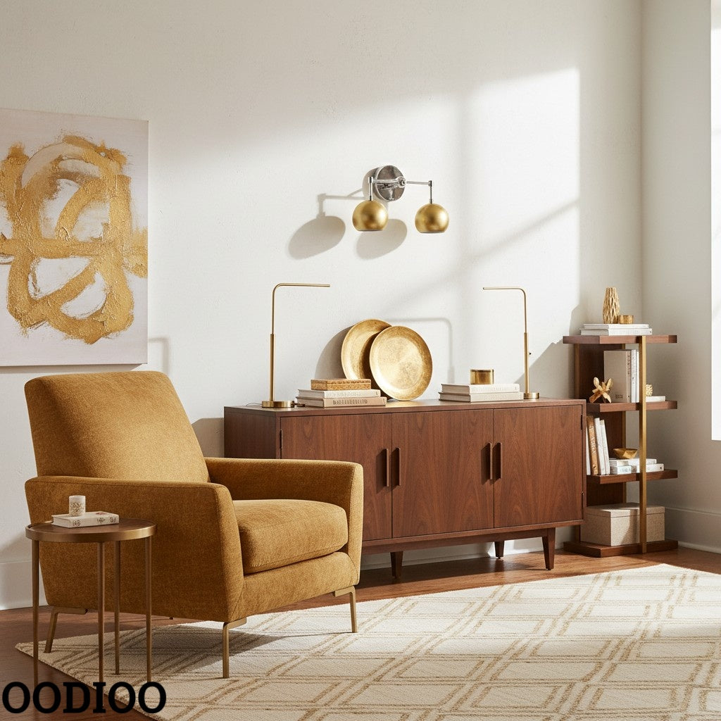 Raw Brass Wall Light - Double Ball Gold Metal Vanity Wall Sconce