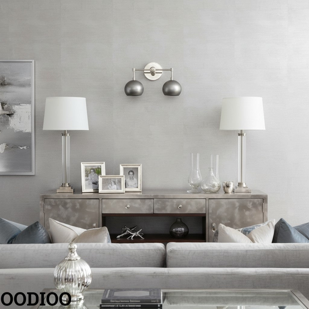 Steel Wall Sconce - Double Head Metal Silver Vanity Bathroom Wall Lamp