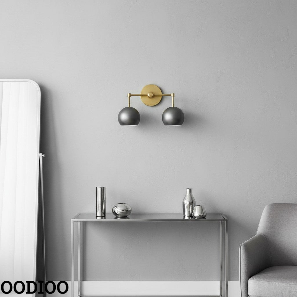 Steel Wall Sconce - Double Head Metal Silver Vanity Bathroom Wall Lamp