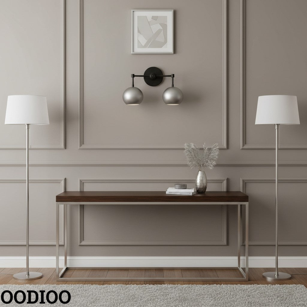 Steel Wall Sconce - Double Head Metal Silver Vanity Bathroom Wall Lamp