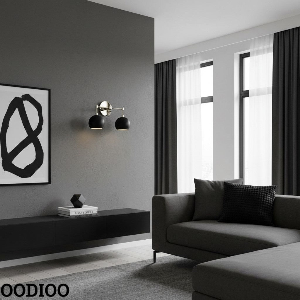 Black Shades Sconce - Double Head Matte Vanity Wall Light For Bedroom