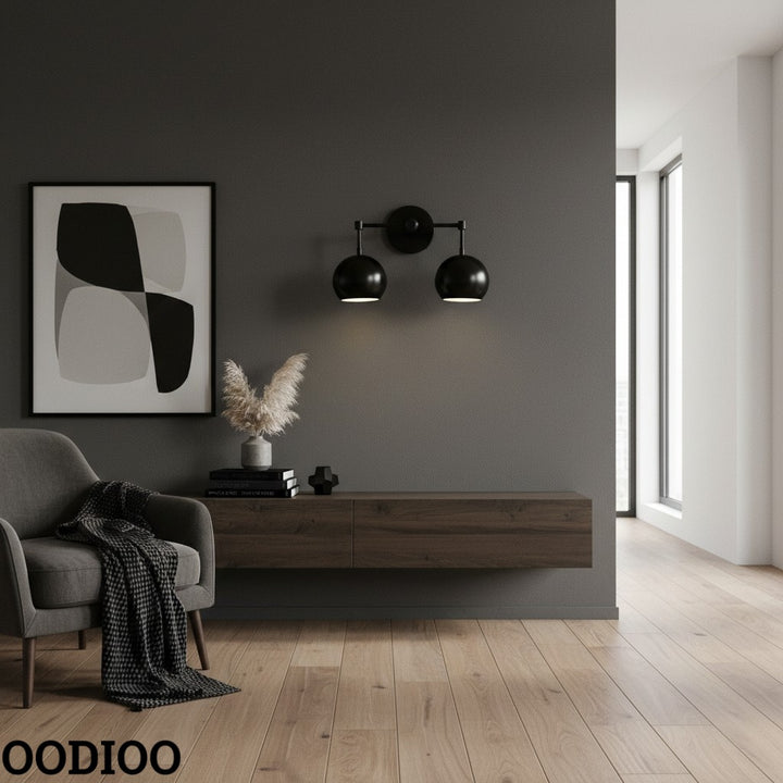 Black Shades Sconce - Double Head Matte Vanity Wall Light For Bedroom