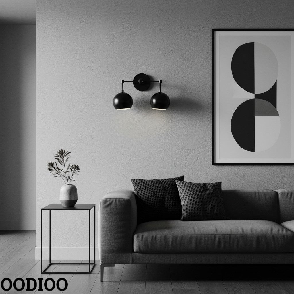 Black Shades Sconce - Double Head Matte Vanity Wall Light For Bedroom