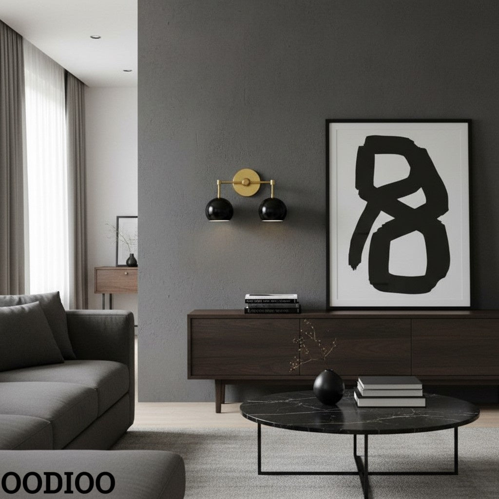 Black Shades Sconce - Double Head Matte Vanity Wall Light For Bedroom