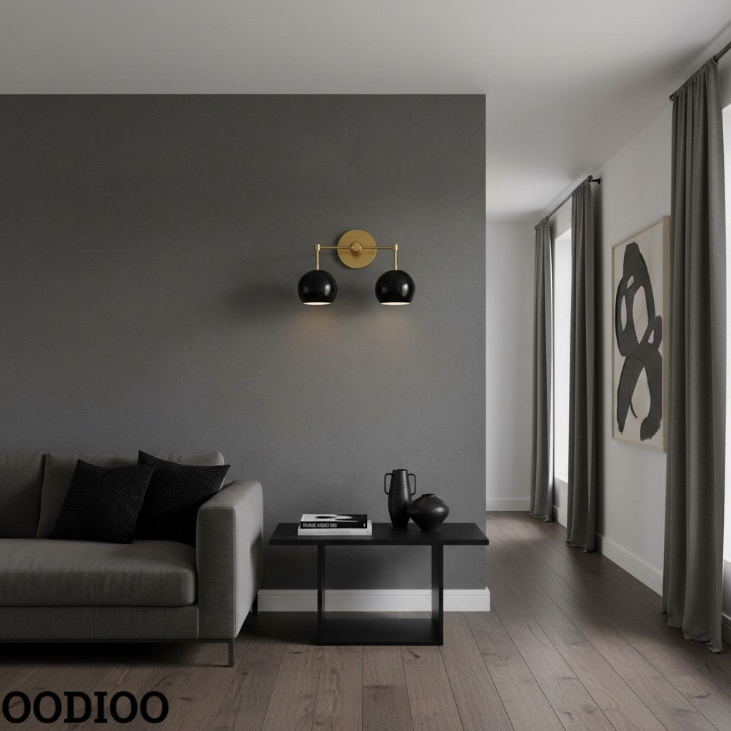 Black Shades Sconce - Double Head Matte Vanity Wall Light For Bedroom