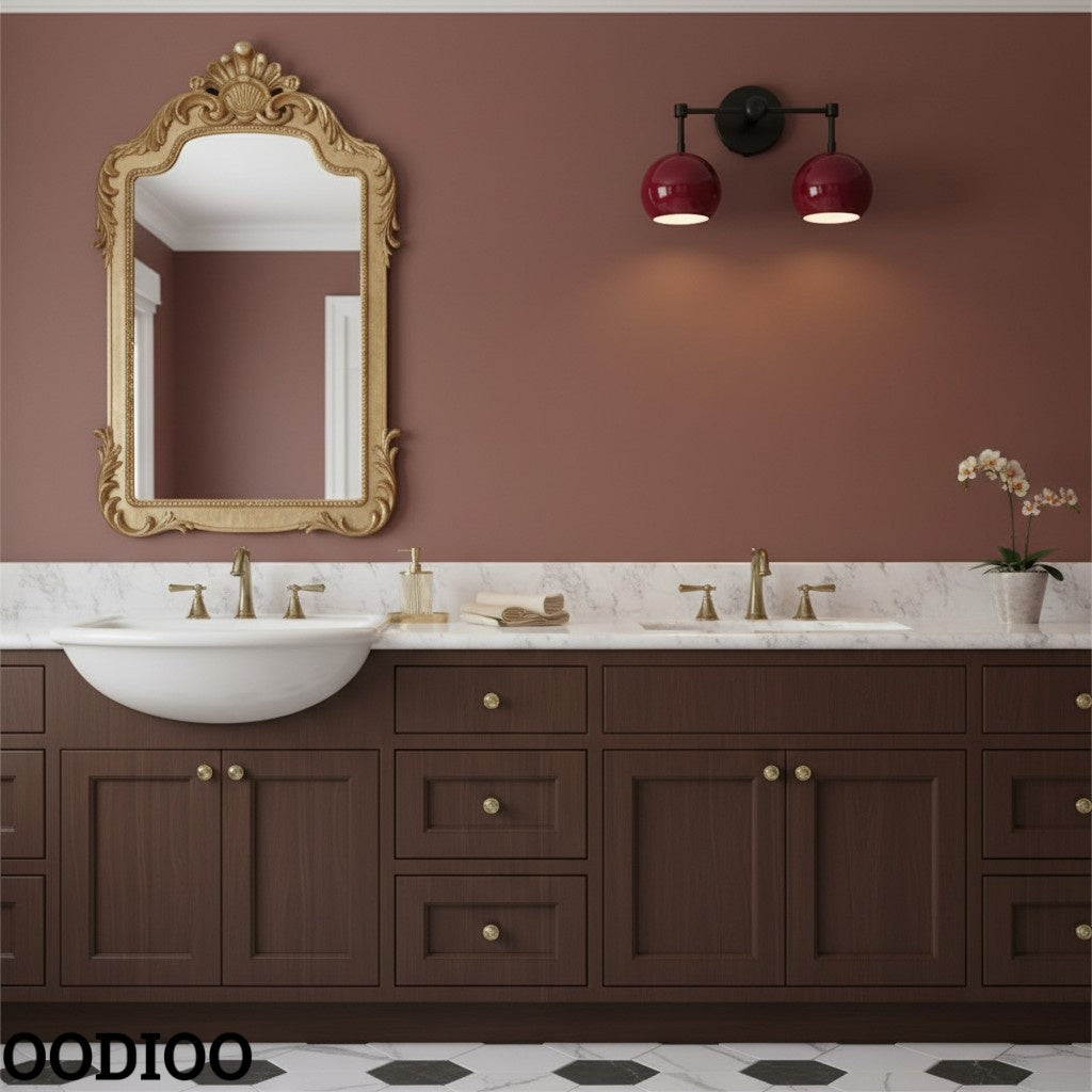 Black Cherry Wall Sconce - Double Bubble Globe-shaped Bath Light